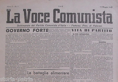 La Voce Comunista, Settimanale Del Partito Comunista Italiano, Palermo, 1944