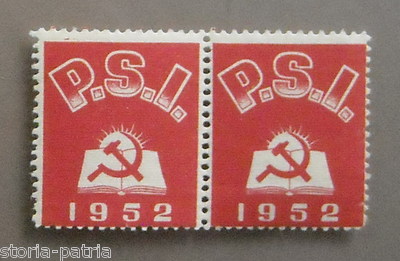 Partito Socialista Italiano 1952: Coppia Di Chiudilettera Pubblicitari (erinnofilia)