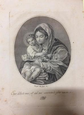Antica Stampa Popolare Devozionale: Madonna Col Bambino, Rara Iconografia, Mochetti