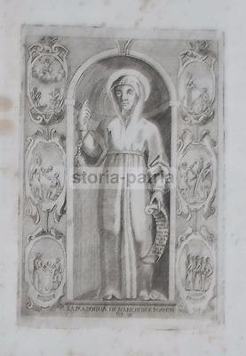 Antica Stampa Popolare Devozionale Madonna Dei Bianchi Di San Domenico Sicilia