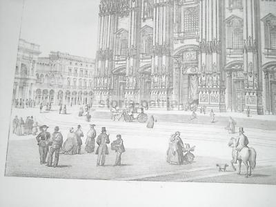 Milano, Duomo: Grande Veduta Prospettica Della Facciata, Incisione Antica