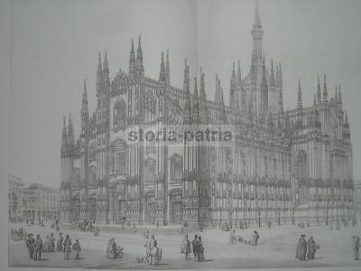 Milano, Duomo: Grande Veduta Prospettica Della Facciata, Incisione Antica