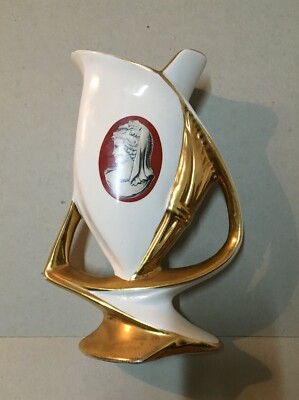 Vaso Soprammobile In Ceramica Con Decoro A Cammeo, Design Metà Novecento