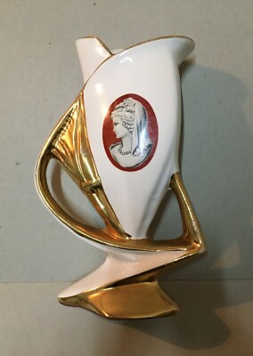 Vaso Portafiori In Ceramica Con Decoro Tipo Cammeo Napoletano, Metà Novecento