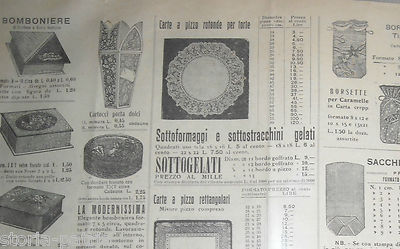 Pasticceria, Dolciaria, Bomboniere, Astucci, Veronesi: Raro Listino Illustrato