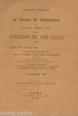 Scuola, Grammatica Italiana: Coniugazione Verbi. Chiminello, L'Uovo Di Colombo. Como