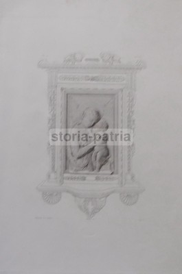 Arte, Iconografia Devozionale, Madonna Con Bambino, Donatello, Antica Incisione, XIX Secolo