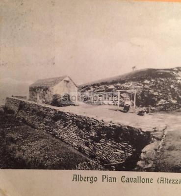 Montagna Pian Cavallone, Albergo: Veduta Pubblicitaria Garoni, Foto Caccia, 1914