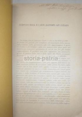 Tieck In Italia: Letteratura Tedesca, Filologia, Filosofia, Roma, Toscana, Tirolo, 1913