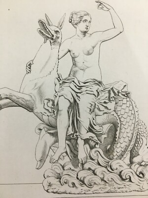 Arte, Mitologia, Scena Allegorica, Antica Incisione, Artisti Cavarretta Fusaro, XIX Secolo