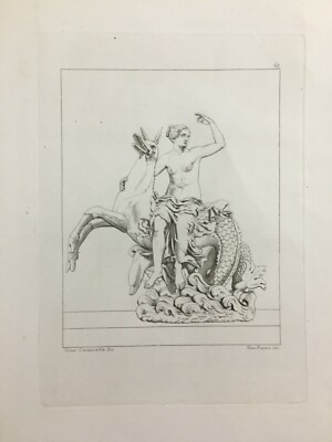 Arte, Mitologia, Scena Allegorica, Antica Incisione, Artisti Cavarretta Fusaro, XIX Secolo