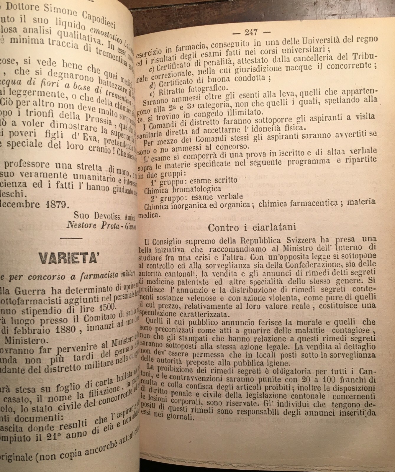 Medicina, Farmacia E Chimica: Rivista Il Farmacista Italiano Di Prota Giurleo, Napoli, 1878 1880