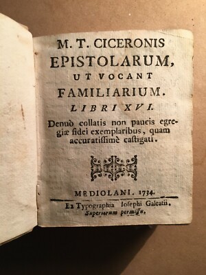 Classici Cicerone: Lettere Ai Famigliari   Antica Edizione Milanese Galeazzi, 1734