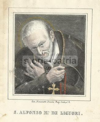 Stampa Popolare Devozionale: Antica Litografia Napoletana, S. Alfonso, Simonetti