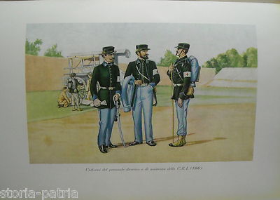 Militaria, Medicina, Croce Rossa Italiana, Uniformi d'Epoca, Stampa A Colori