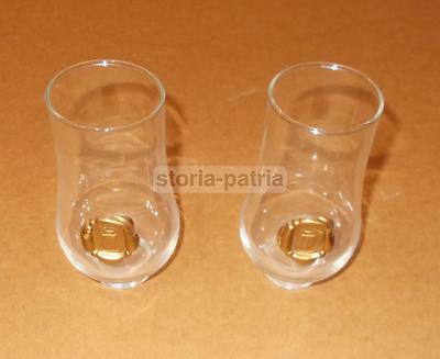 Araldica, Vetri Da Collezione, Coppia Di Bicchieri Con Sigilli Araldici In Rilievo