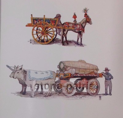 Arte Artigianato Italiano, Folklore, Carretti Dipinti, Sicilia, Romagna, Stampa '900