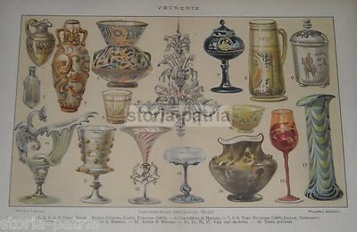 Vetri, Vetrerie, Murano: Tazza Persiana, Francia, Coppe, Alzate, Vasi. Stampa A Colori
