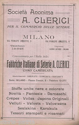 Milano, Tessuti Seterie Clerici, Como Camerlata, Giannelli Majno, Latte Cigno, Burro