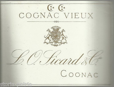 Enologia, Vini E Liquori: Etichetta Pubblicitaria Cognac Vieux Sicard d'Epoca