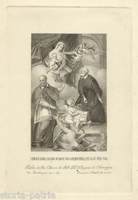 Madonna e San Filippo Neri, Incisione di Domenico Vianelli da Bevilacqua, Padri Filippini di Chioggia