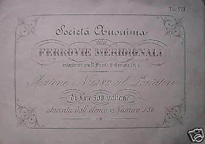 Facsimile di Azione delle Ferrovie Meridionali, Pesaro