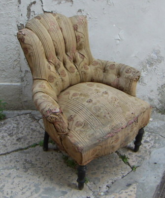 Poltrona d'Epoca In Legno Tornito Ed Ebanizzato