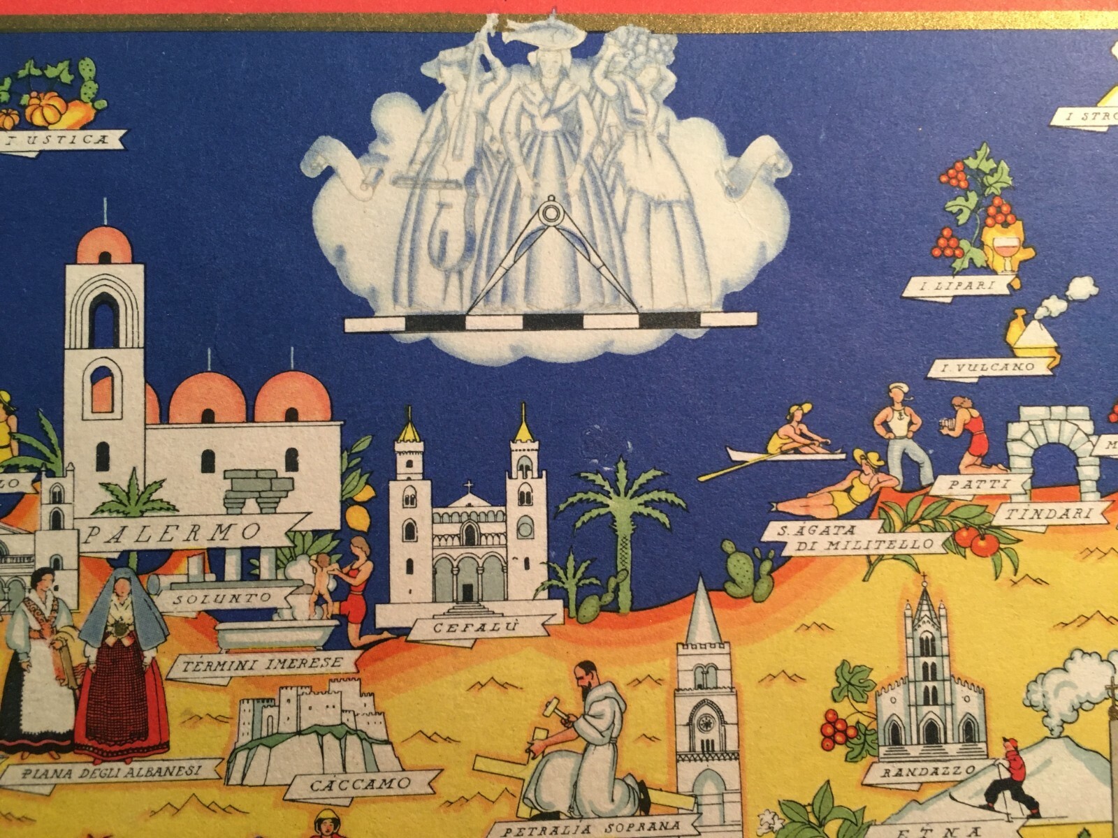 Economia, Folklore, Pesca, Arte: Mappa Turistica Della Sicilia   Italgeo   Farmitalia