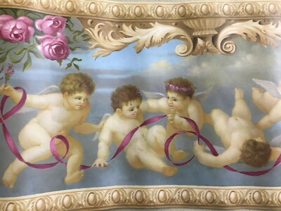 Decorativa Stampa A Colori Con Decori Floreali E Angioletti