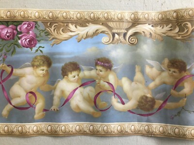 Decorativa Stampa A Colori Con Decori Floreali E Angioletti