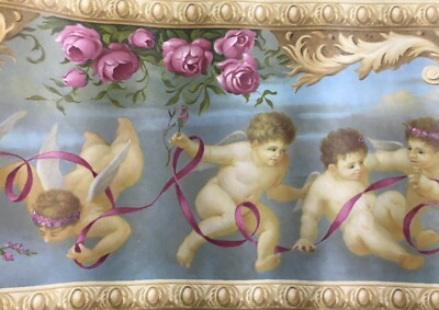 Decorativa Stampa A Colori Con Decori Floreali E Angioletti