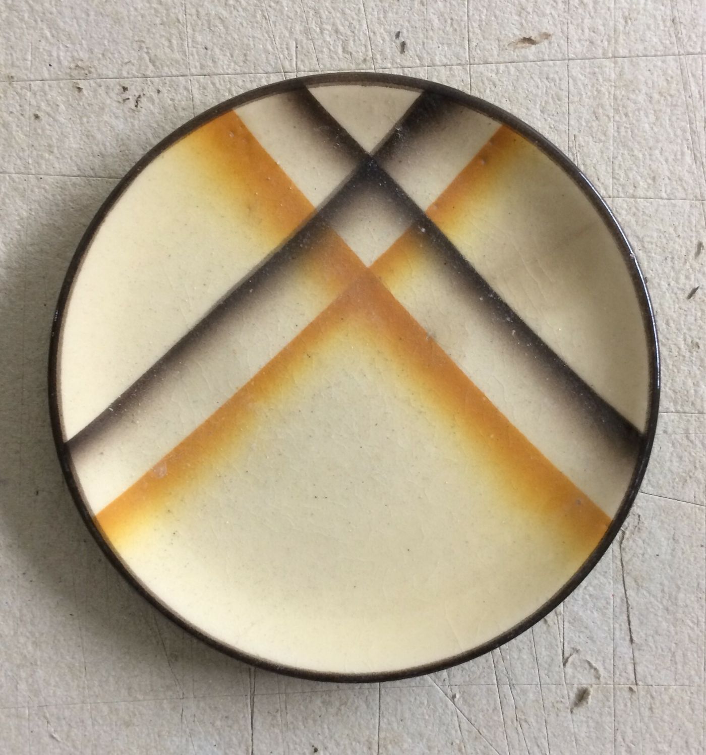Piattino d'Epoca In Ceramica La Colonnata, Decoro Futurista, Sesto Fiorentino