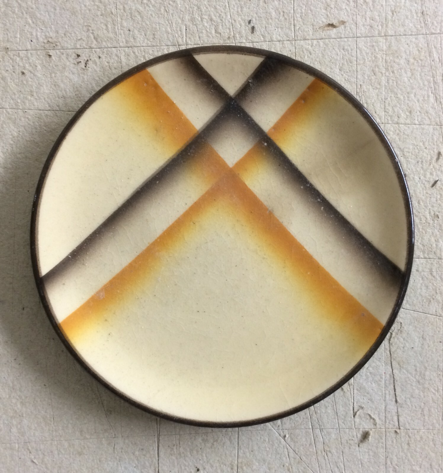 Piattino d'Epoca In Ceramica La Colonnata, Decoro Futurista, Sesto Fiorentino