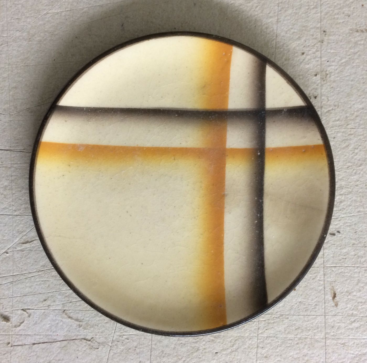 Piattino d'Epoca In Ceramica La Colonnata, Decoro Futurista, Sesto Fiorentino