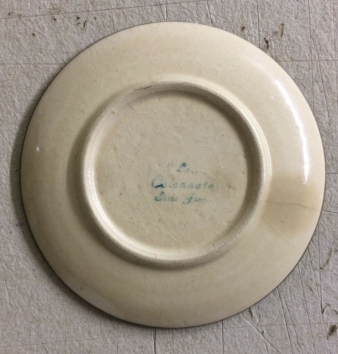 Piattino d'Epoca In Ceramica La Colonnata, Decoro Futurista, Sesto Fiorentino
