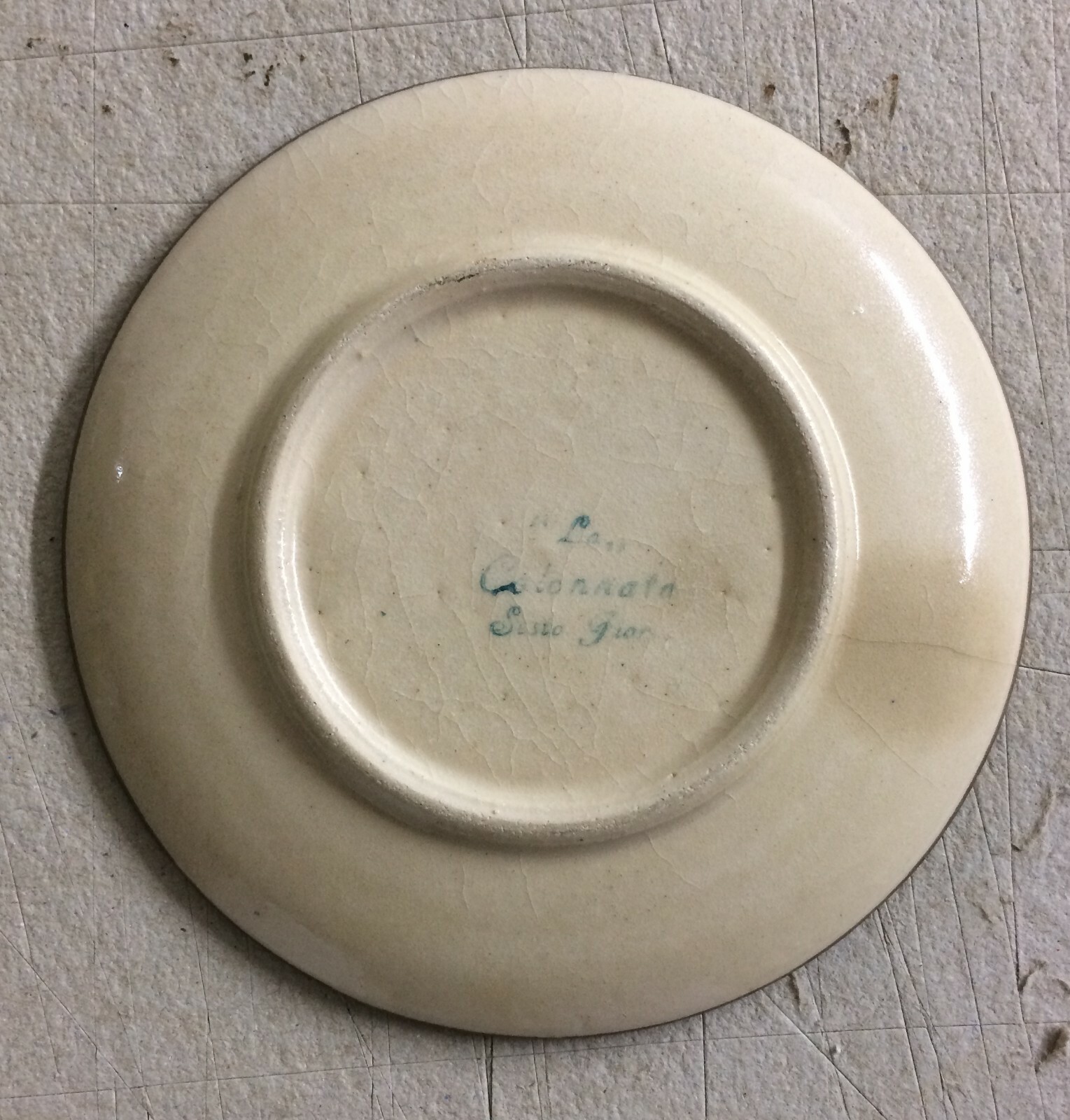 Piattino d'Epoca In Ceramica La Colonnata, Decoro Futurista, Sesto Fiorentino