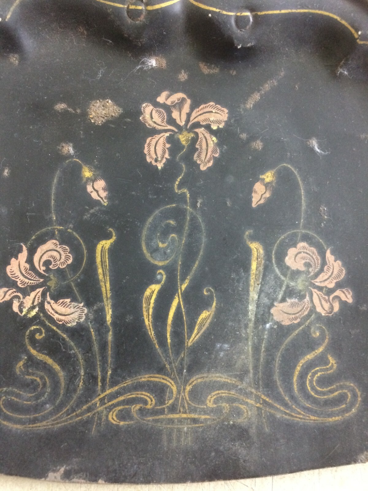 Paletta Per Briciole In Metallo Laccato Con Decori Floreali Liberty