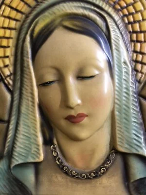 Devotional Art: Decorative Polychrome Panel with Madonna