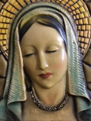 Devotional Art: Decorative Polychrome Panel with Madonna