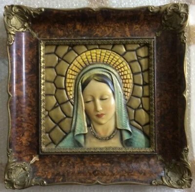 Devotional Art: Decorative Polychrome Panel with Madonna