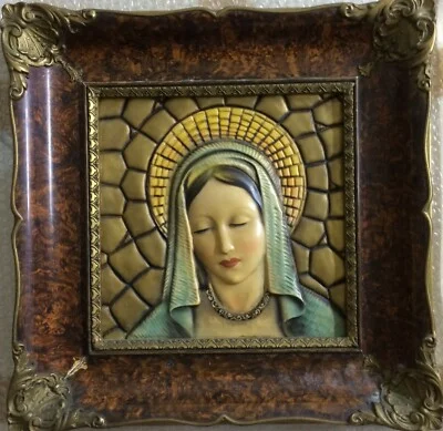 Devotional Art: Decorative Polychrome Panel with Madonna
