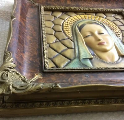 Devotional Art: Decorative Polychrome Panel with Madonna