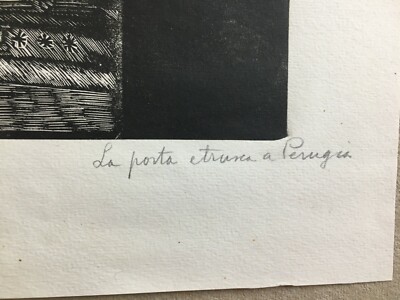 Perugia, Umbria: L'Antica Porta Etrusca. Allegorica Incisione Di Bruno Da Osimo