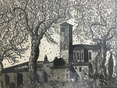 Umbria, Assisi: Santa Chiara. Xilografia Originale Di Bruno Da Osimo (Biennale Di Venezia)