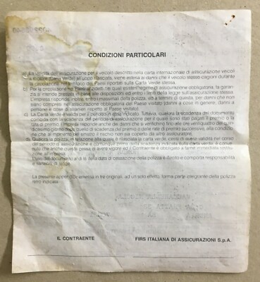 Motociclismo, Motori: Honda Africa Twin, Assicurazioni FIRS, Carta Verde Vintage, 1992