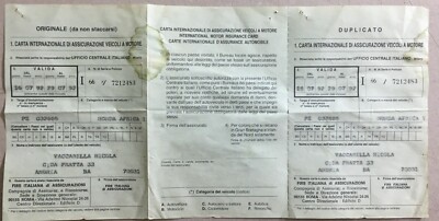 Motociclismo, Motori: Honda Africa Twin, Assicurazioni FIRS, Carta Verde Vintage, 1992