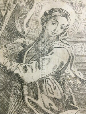 Immagine Devozionale, Antica Incisione, Ludovicus (Ludovico Carracci), Maria Maddalena