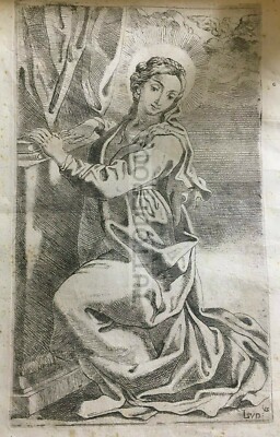 Immagine Devozionale, Antica Incisione, Ludovicus (Ludovico Carracci), Maria Maddalena