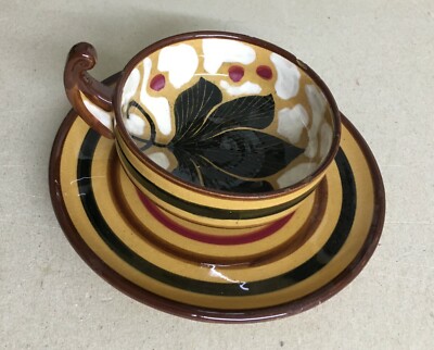 Ceramica Da Collezione: Tazza Con Piattino Con Decoro Floreale Policromo
