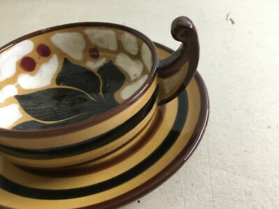 Ceramica Da Collezione: Tazza Con Piattino Con Decoro Floreale Policromo